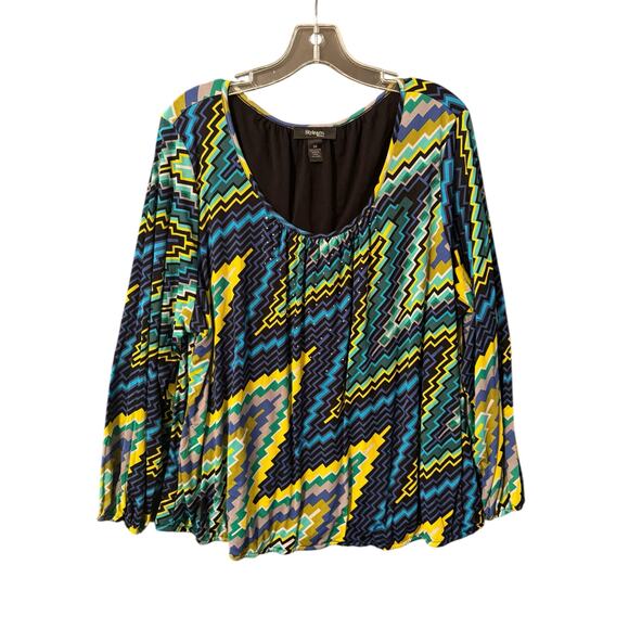 Style & Co. Woman 3X Vibrant Nylon Blouse with Elastic Hems - Picture 2 of 3